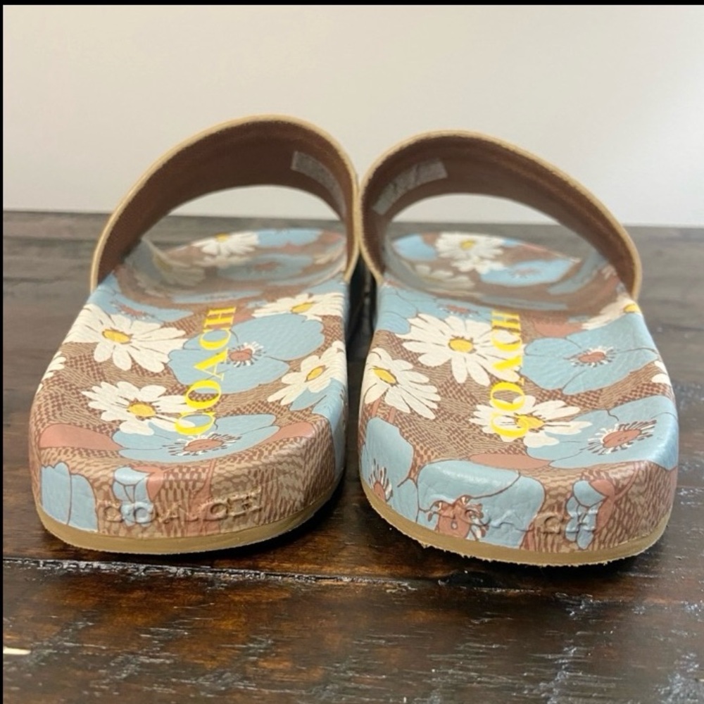 Coach NEW Udele Sig Floral Aqua Rubber Slide Sandals Womens 8 - Picture 7 of 11